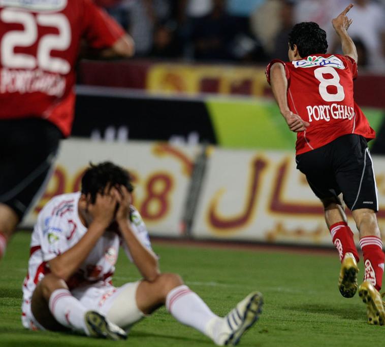 احتفال محمد بركات بهدفه في مرمى الزمالك