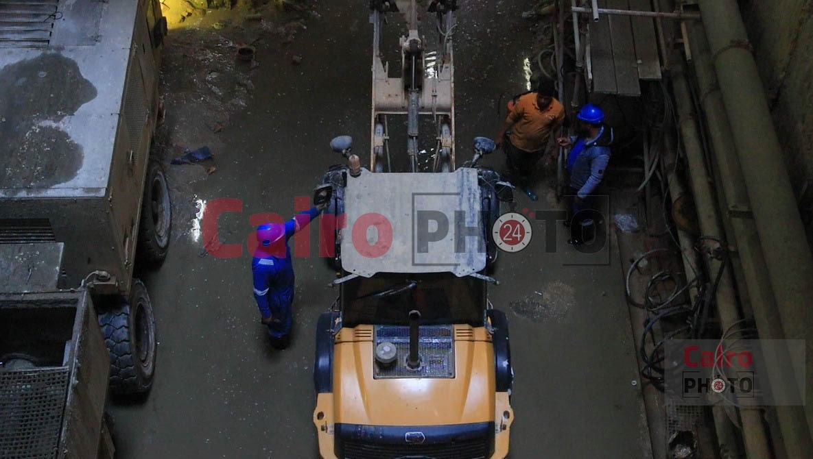 جانب من الأعمال التنفيذية داخل محطة النصر إحدى محطات الخط الرابع للمترو