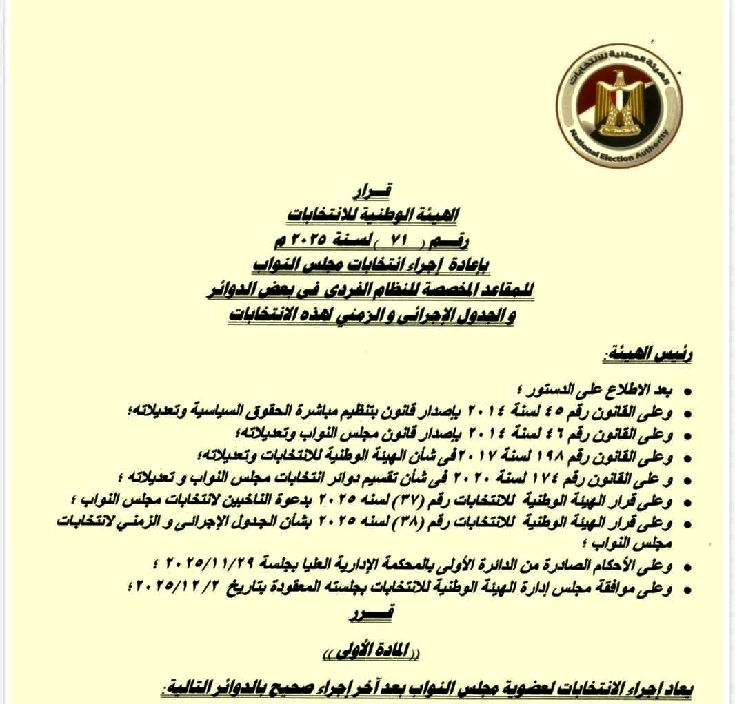 إعادة الإنتخابات في دوائر الأقصر الثلاثة