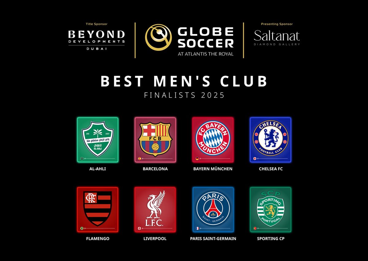 الأندية المرشحة لجائزة جلوب سوكر لأفضل ناد بالعالم 2025