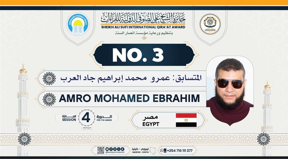 <strong>الفائز جائزة الشيخ علي الصوفي الدولية للقراءات</strong>