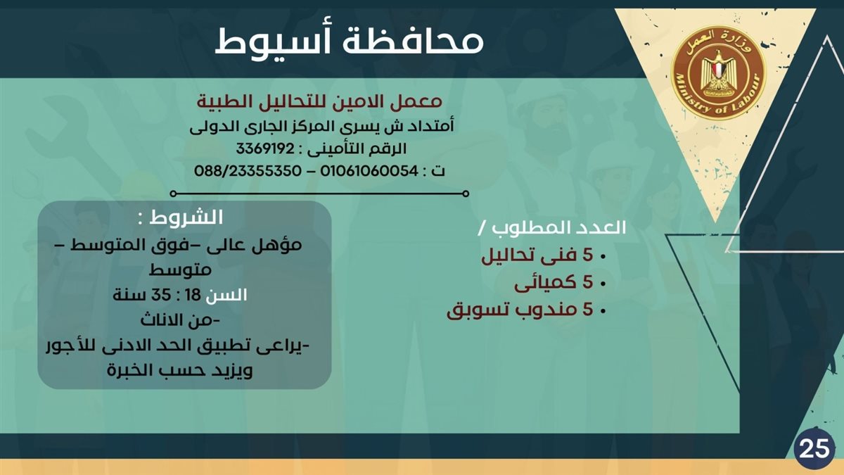 فرص التوظيف بمحافظة أسيوط