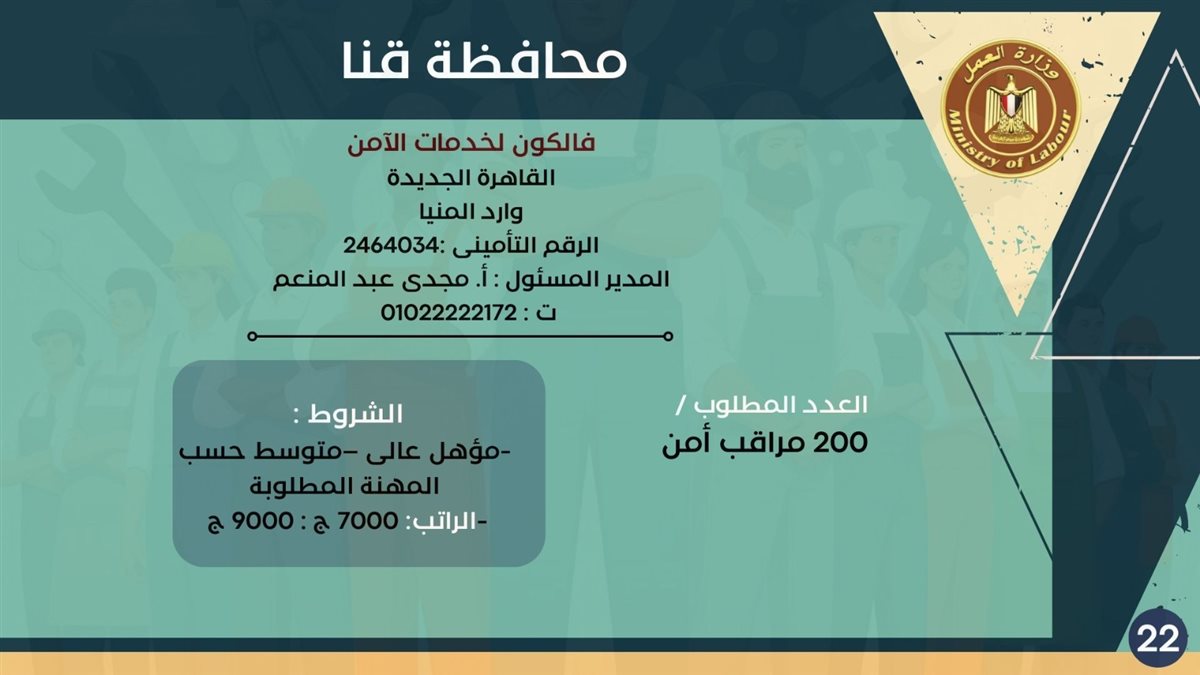 فرص التوظيف بمحافظة قنا