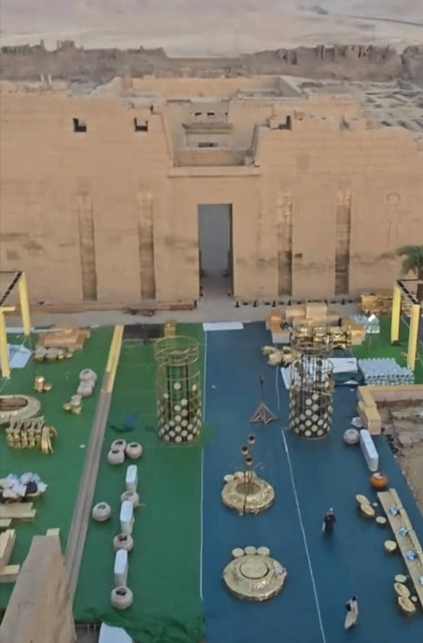 الصور المتداولة لوجود حفل في معبد مدينة هابو بالأقصر