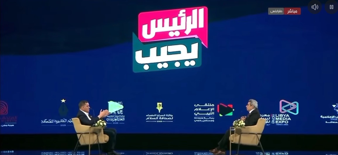 لقاء رئيس حكومة الغرب الليبية مع محمود سعد