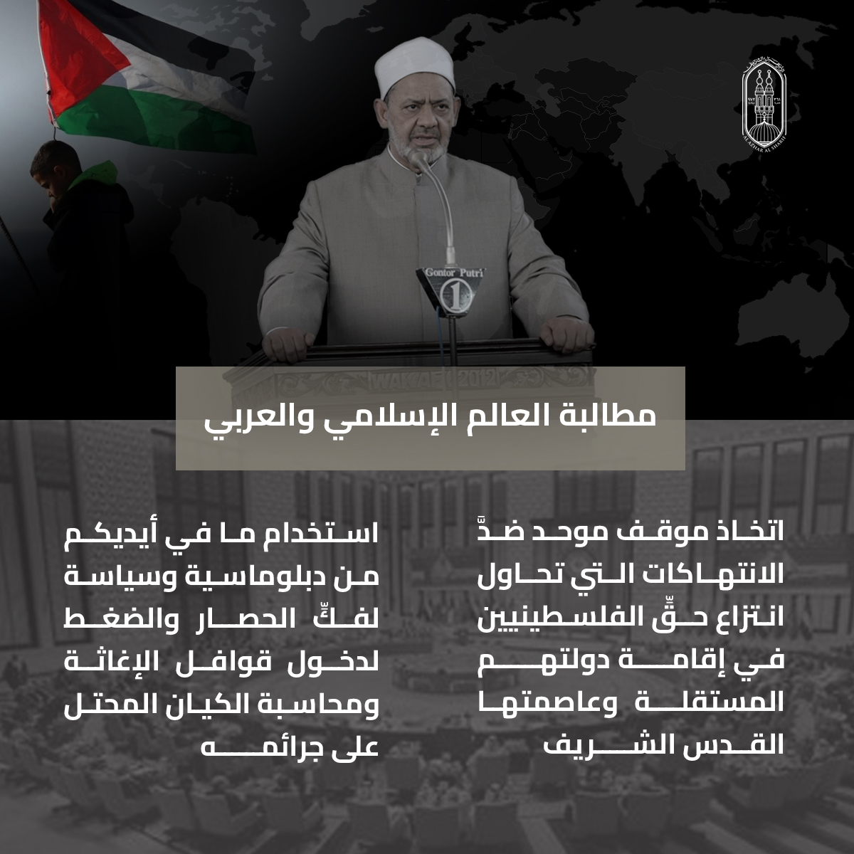 فضح أئمة التطبيع ورفض قاطع للتهجير.. جهود&nbsp;شيخ الأزهر في دعم القضية الفلسطينية والتعريف بمعاناة أبرياء غزة خلال عام 2025