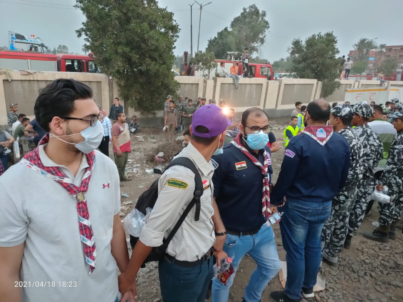 فريق الجوالة بالقليوبية يشارك في حادث قطار طوخ