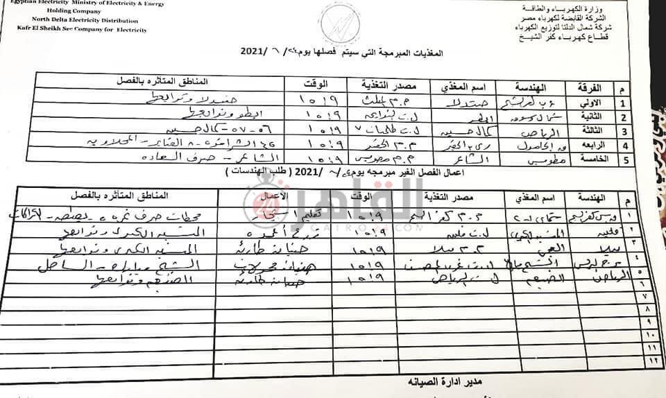خطة فصل التيار الكهربائي