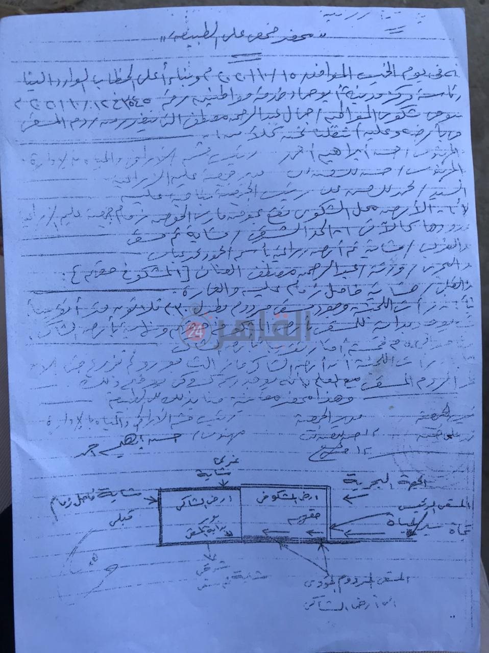 محضر فحص من جانب الإدارة الزراعية للأرض