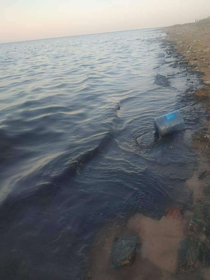 تلوث بترولي بالزيت بشواطئ سفاجا