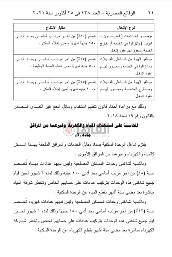 قرار وزارة النقل رقم 524 لسنة 2021 بإصدار لائحة الانتفاع بوحدات المساكن 