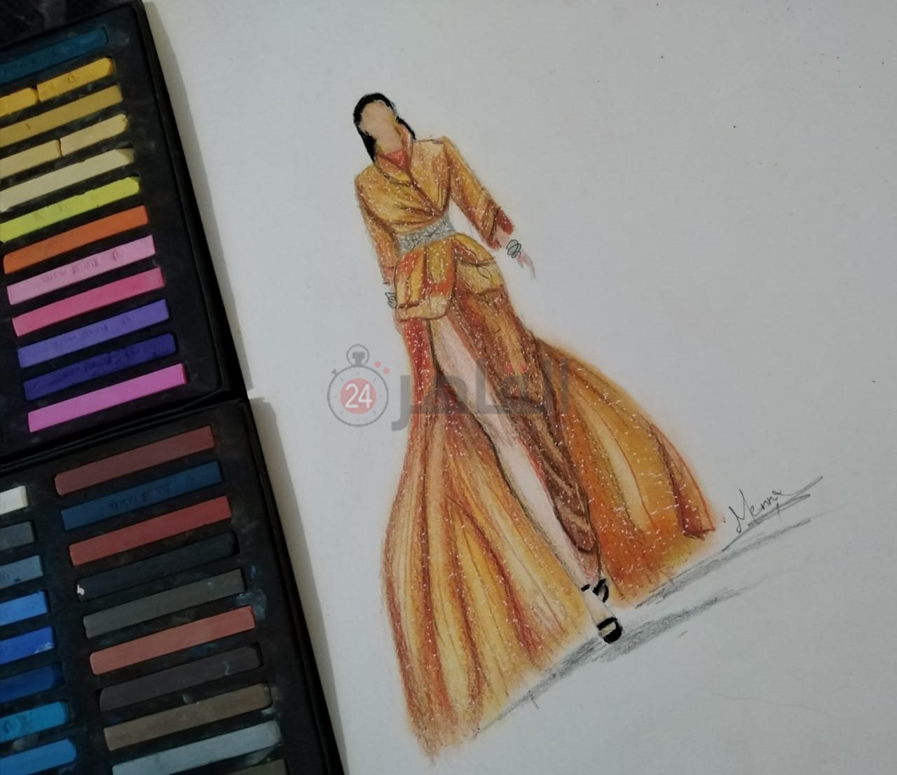 لوحة لفتاة ترتدي فستان