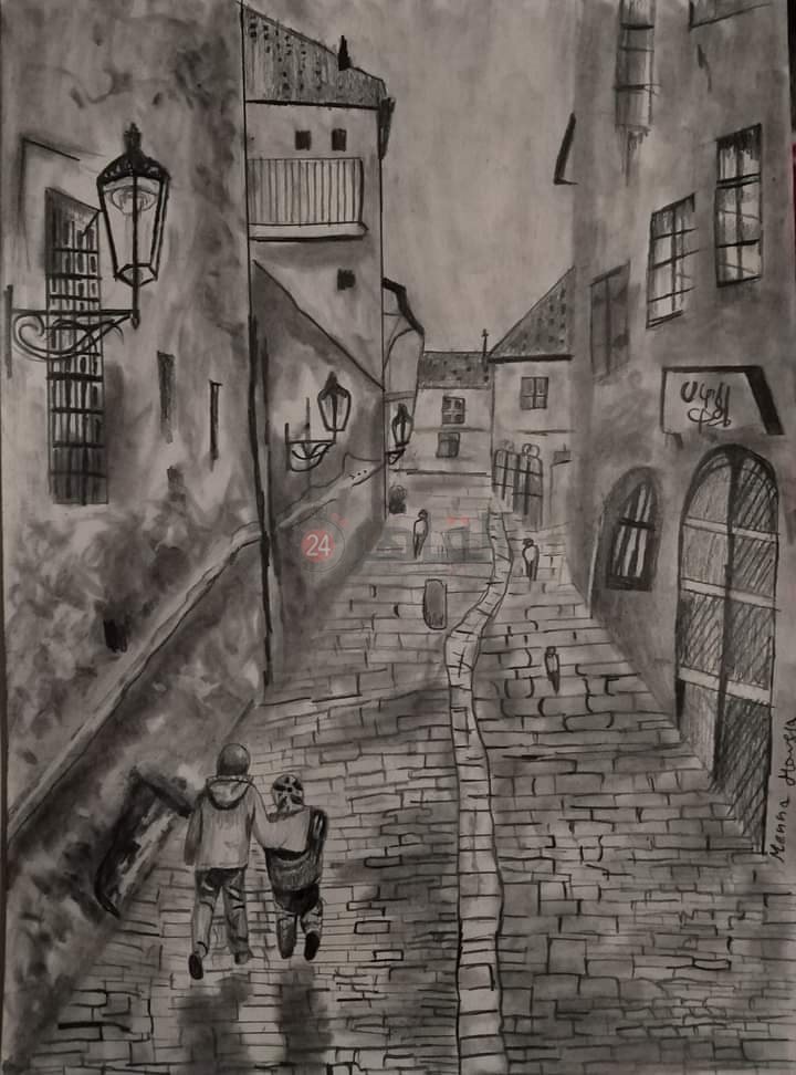 شارع بسيط وأطفال