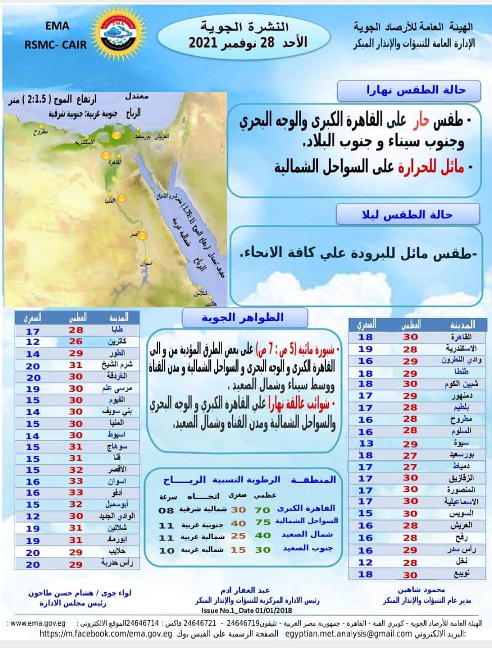 بيان هيئة الأرصاد الجوية