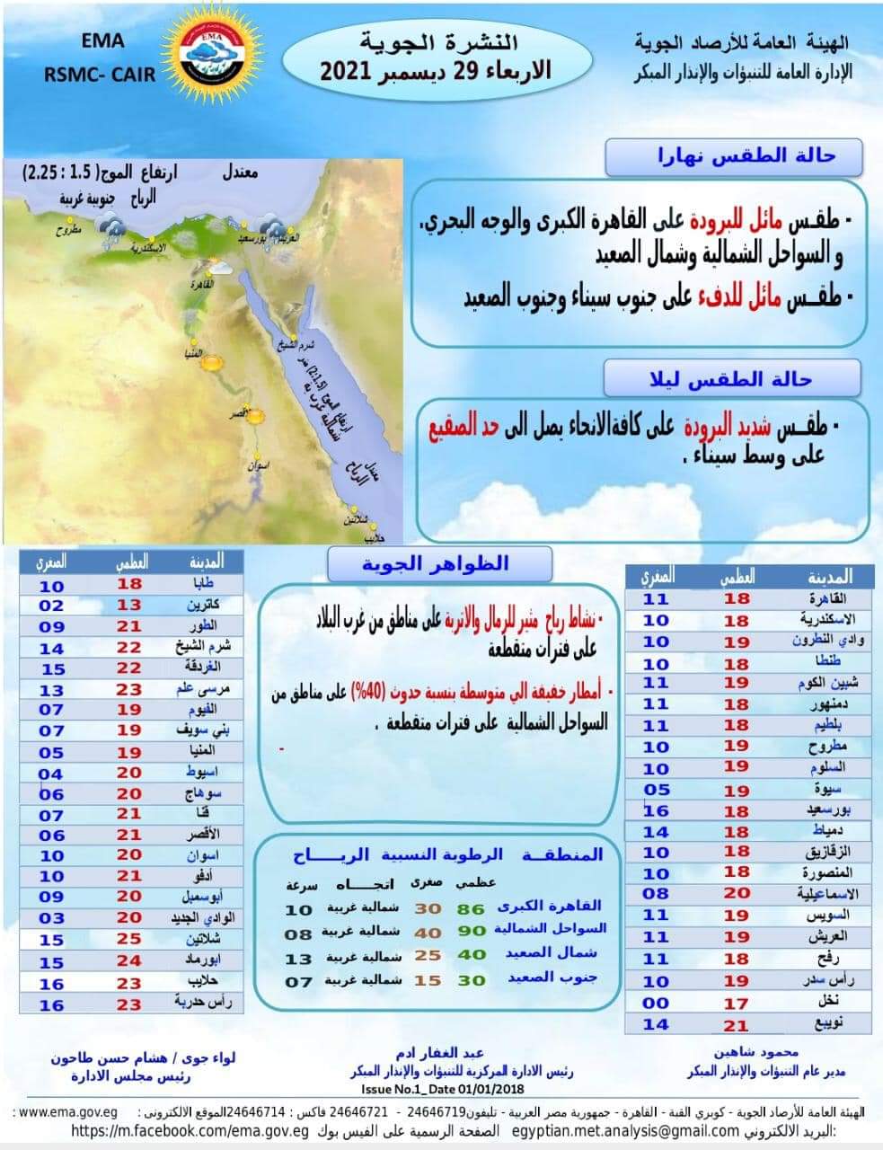 بيان هيئة الأرصاد الجوية