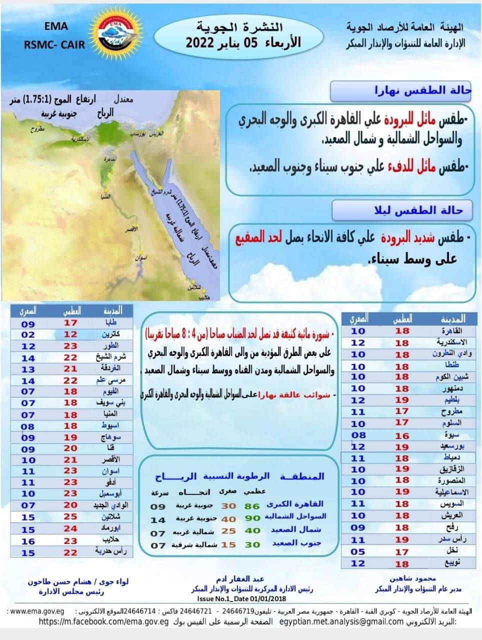 بيان هيئة الأرصاد الجوية