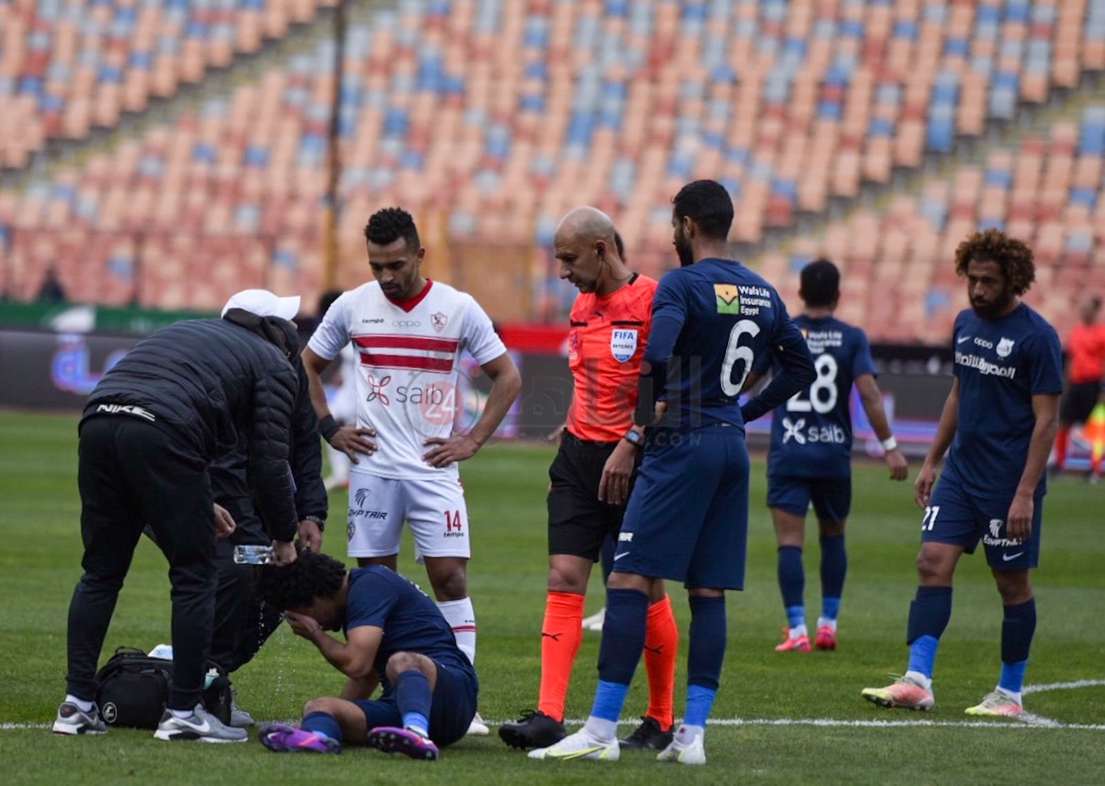 لحظة إصابة لاعب إنبي