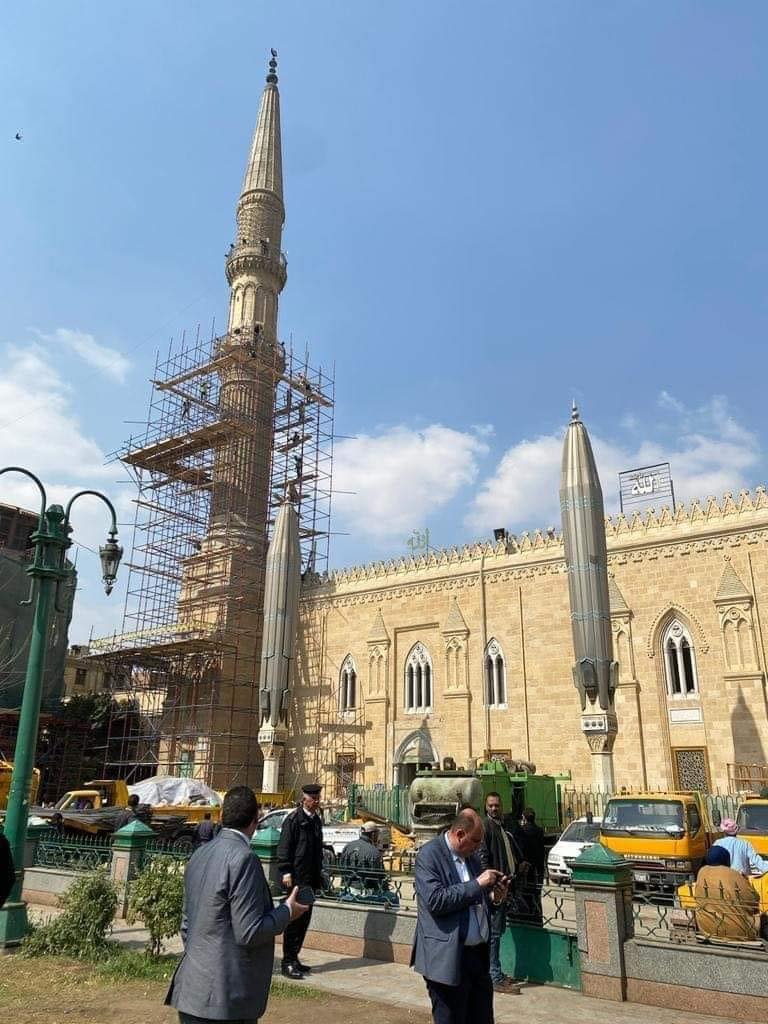 أعمال الترميم بمسجد سيدنا الحسين