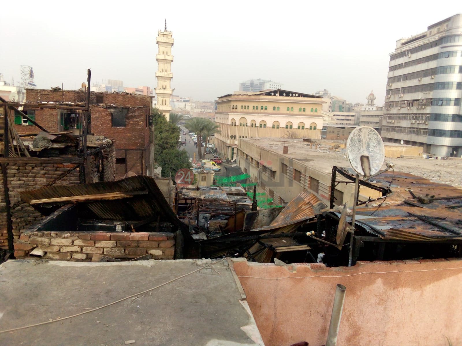 آثار حريق مخزن أخشاب بولاق أبو العلا