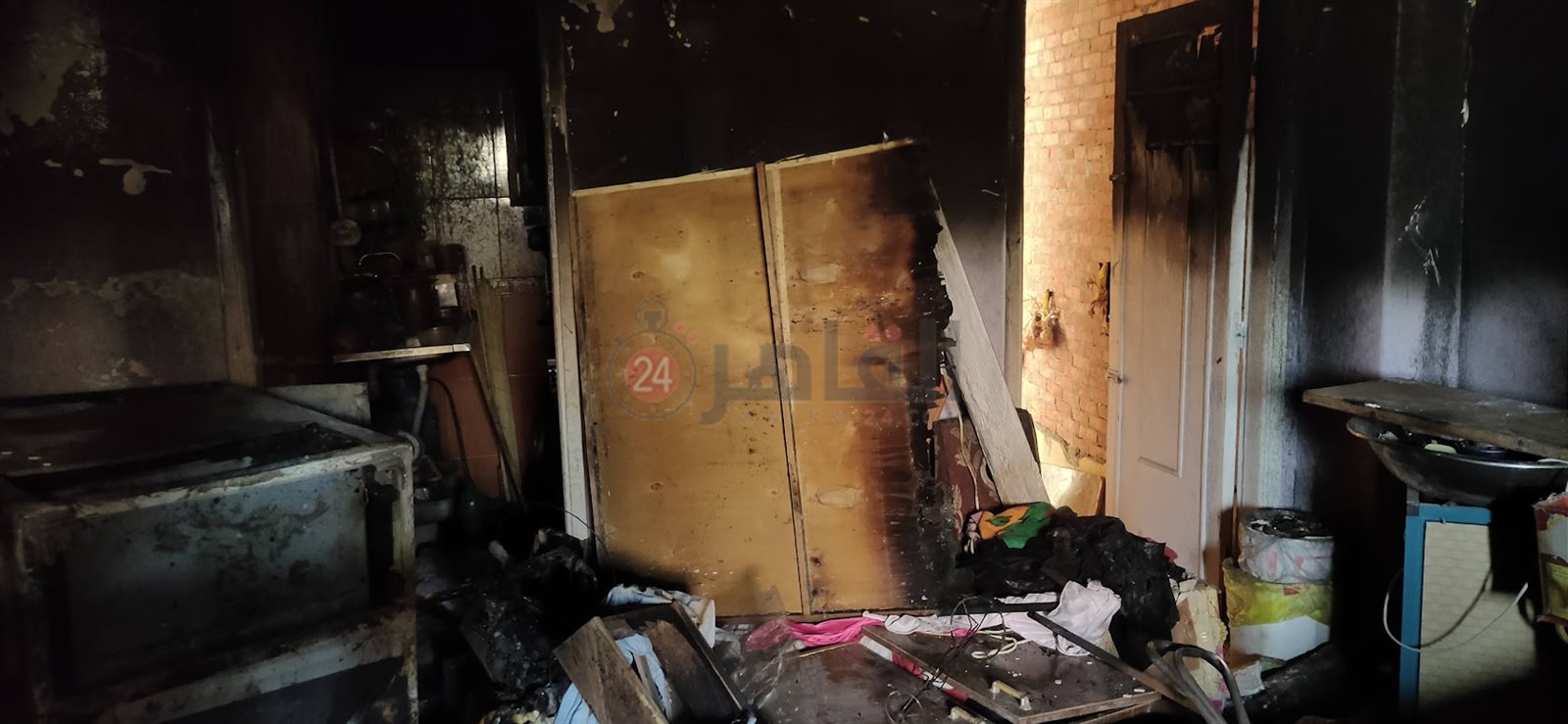 آثار الحريق في مسكن والدة الزوجة 01