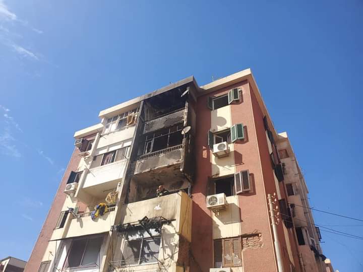 نشوب حريق بشقة سكينة بأسيوط 