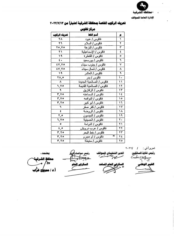 تعريفة الركوب الجديدة بالشرقية 03