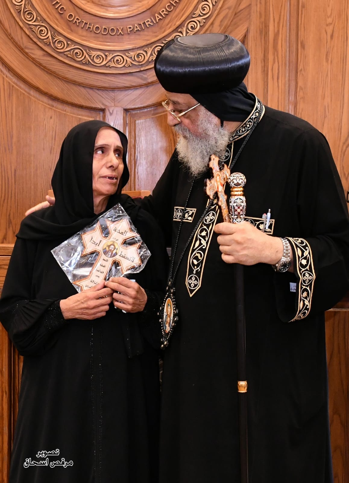  البابا خلال استقباله أسر المنتقلين في حادث كنيسة إمبابة