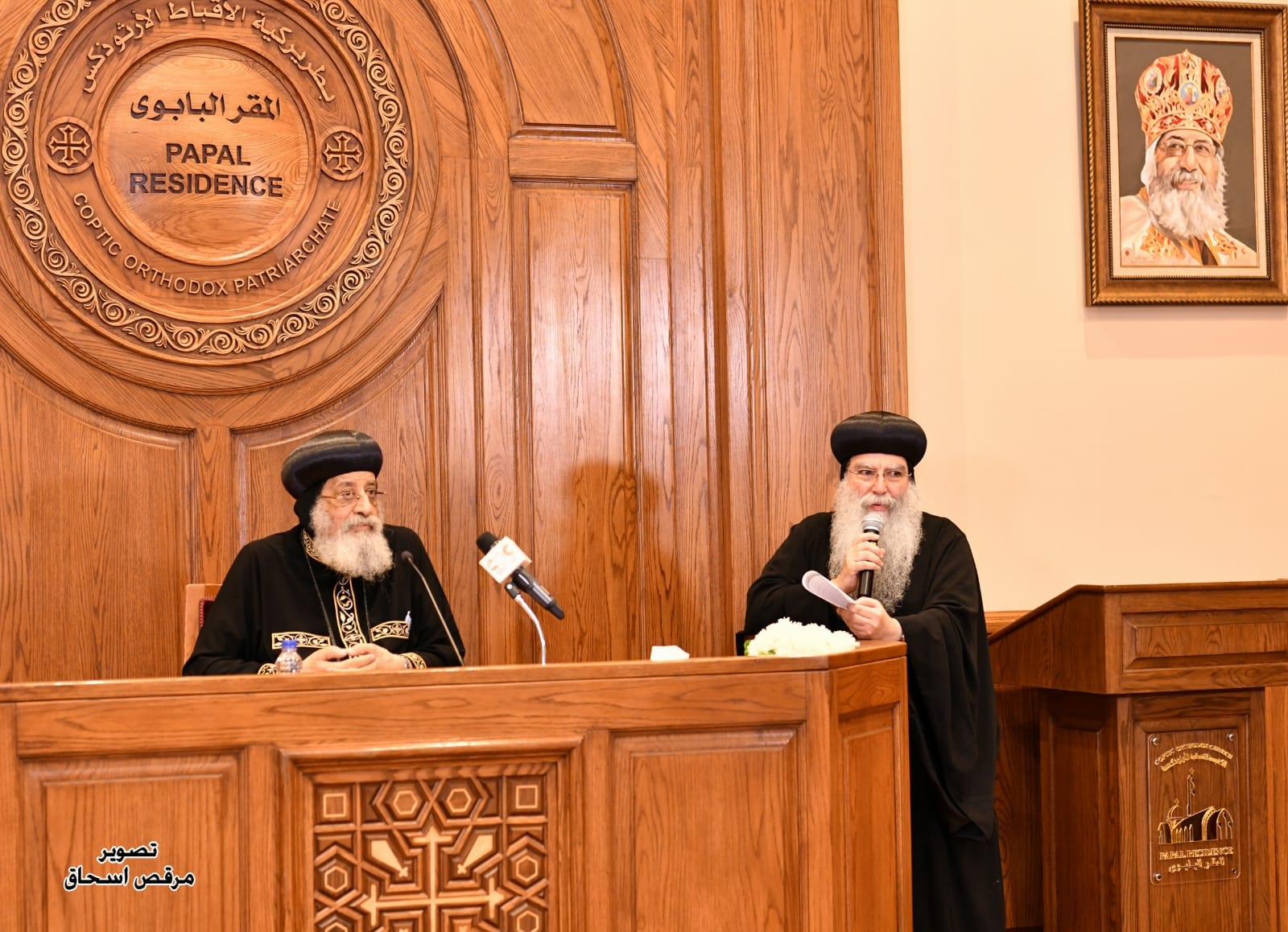  البابا خلال استقباله أسر المنتقلين في حادث كنيسة إمبابة