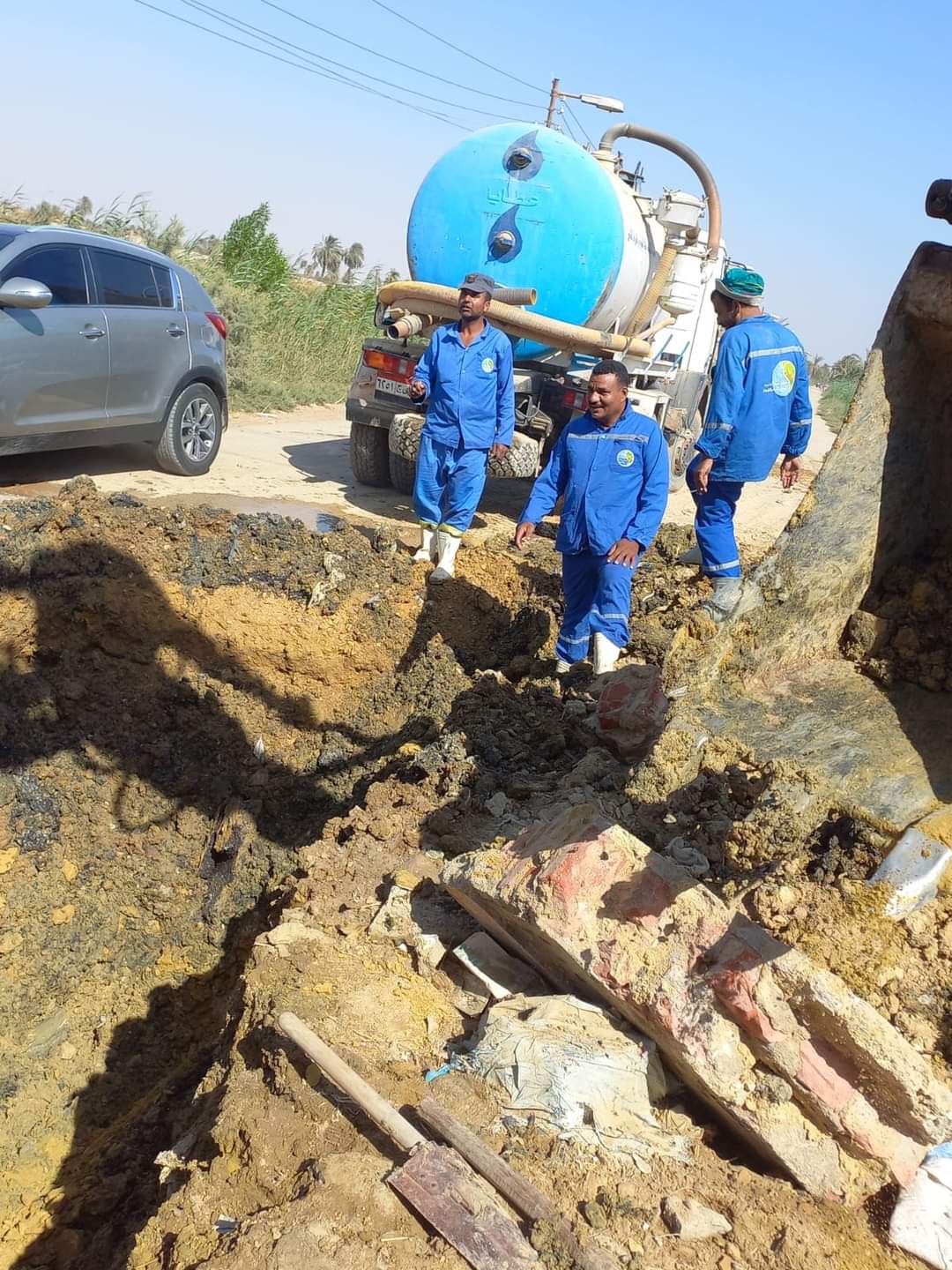 إصلاح خط مياه الشرب بالفيوم 