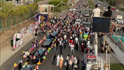 2000 متر.. تنظيم أطول مائدة إفطار جماعي بالشيخ زايد| بث مباشر