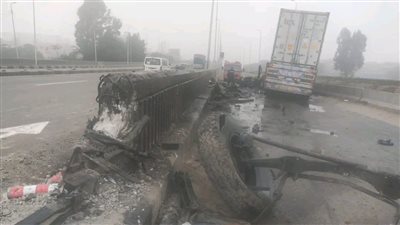 إصابة سائق ومساعده إثر حادث تصادم بمطلع كوبري طوخ طنبشا بالمنوفية