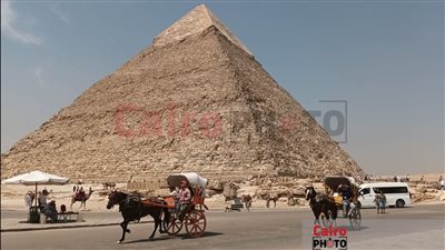 منطقة ركوب الخيل والجمال بأهرامات الجيزة قبل غلق الهرم الأكبر 