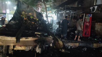 اشتعال النار في سيارة بضائع وكشك بشارع البطل أحمد عبد العزيز بالمهندسين | صور 