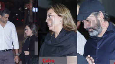 كريم عبد العزيز وبشرى وشيري عادل في عزاء شقيق كريم أبو زيد 