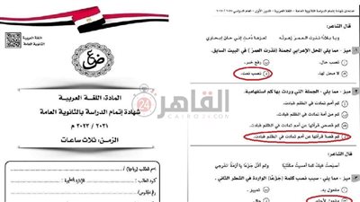 امتحان اللغة العربية للثانوية العامة 2022 pdf.. ملخص البلاغة و100 سؤال للنحو بالإجابة 