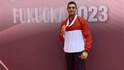 الملازم أحمد رجب المصري يحصل على الميدالية البرونزية في بطولة الدوري العالمى للكاراتيه باليابان