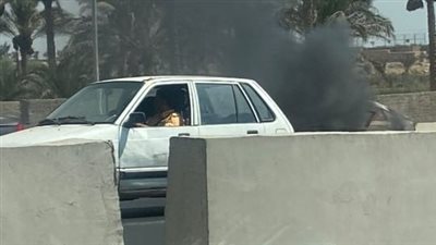 اندلاع حريق في سيارة ملاكي أعلى محور 26 يوليو اتجاه أكتوبر| صور 