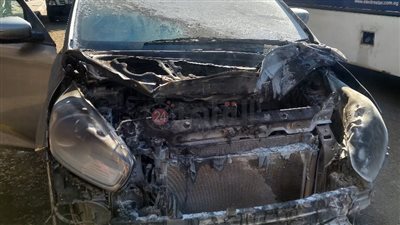 ولعت من الحر.. حريق يلتهم سيارة ملاكي أعلى الدائري بكرداسة