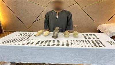 القبض على متهم بحوزته 256 قطعة أثرية بالمنيا |صور