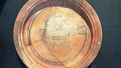 المتحف المصري بالتحرير يعرض طبقًا مصورًا عليه سمكة نيلية