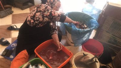 30 سنة خبرة في شوي الأسماك.. الحاجة تحية تروي قصة كفاحها: زوجي علمني الصنعة وجوزت بناتي منها|صور 