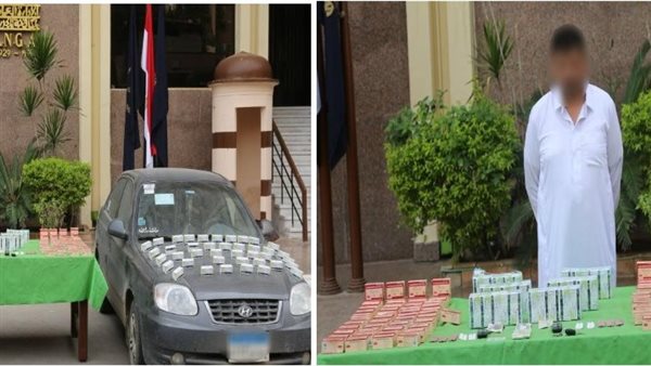 المتهم وبحوزته المضبوطات