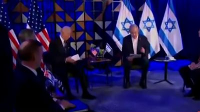 بايدن من تل أبيب: أنا هنا لدعم إسرائيل وهي تدافع عن نفسها أمام حماس