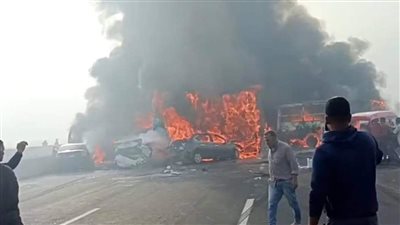 مصرع وإصابة 8 أشخاص في تصادم أتوبيس وعدد من السيارات بطريق الإسكندرية الصحراوي