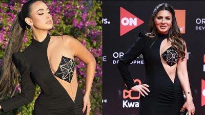 عارضة الأزياء إيملي توستا ترتدي نفس فستان نجلاء بدر بعد عامين.. والجمهور: كان أحلى على نجلاء