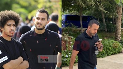 وصول مصطفى حسني واللاعب حسين السيد لجنازة شريف شاكر بمسجد الشربتلي | صور