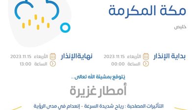 الإنذار الأحمر.. حالة الطقس في جدة والسعودية ومكة المكرمة 