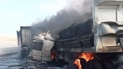 ارتفاع ضحايا حادث تصادم 3 سيارات نقل بطريق الإسكندرية الساحلي لحالتي وفاة ومصابين