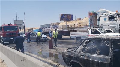 السيطرة على حريق نشب في سيارة ملاكي على “الدائري” بالبساتين (صور)