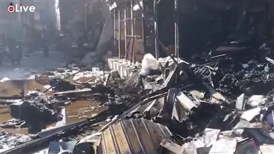 انتداب المعمل الجنائي لمعاينة حريق مصنع مراتب بقرية ميت رهينة